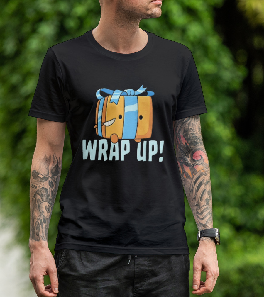 Mischievous Cartoon Ribboned Present Wrap Up With Knife T-Shirt