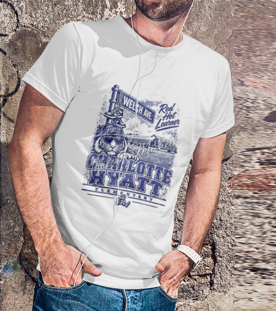 Charlotte Hyatt Welch Ave Tigers Red Hot Learner Elementary T-Shirt
