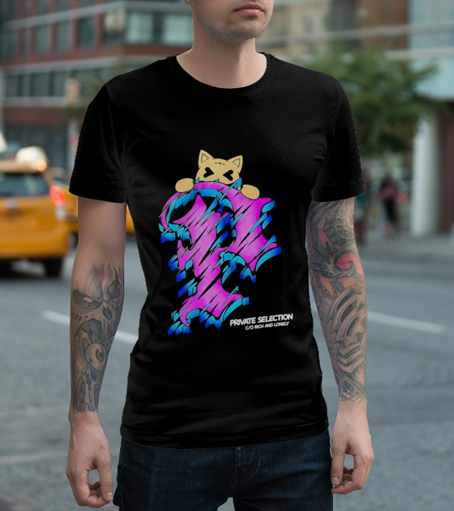 Private Selection C O Rich And Lonely Streetwear Cat Graffiti Aesthetic T-Shirt