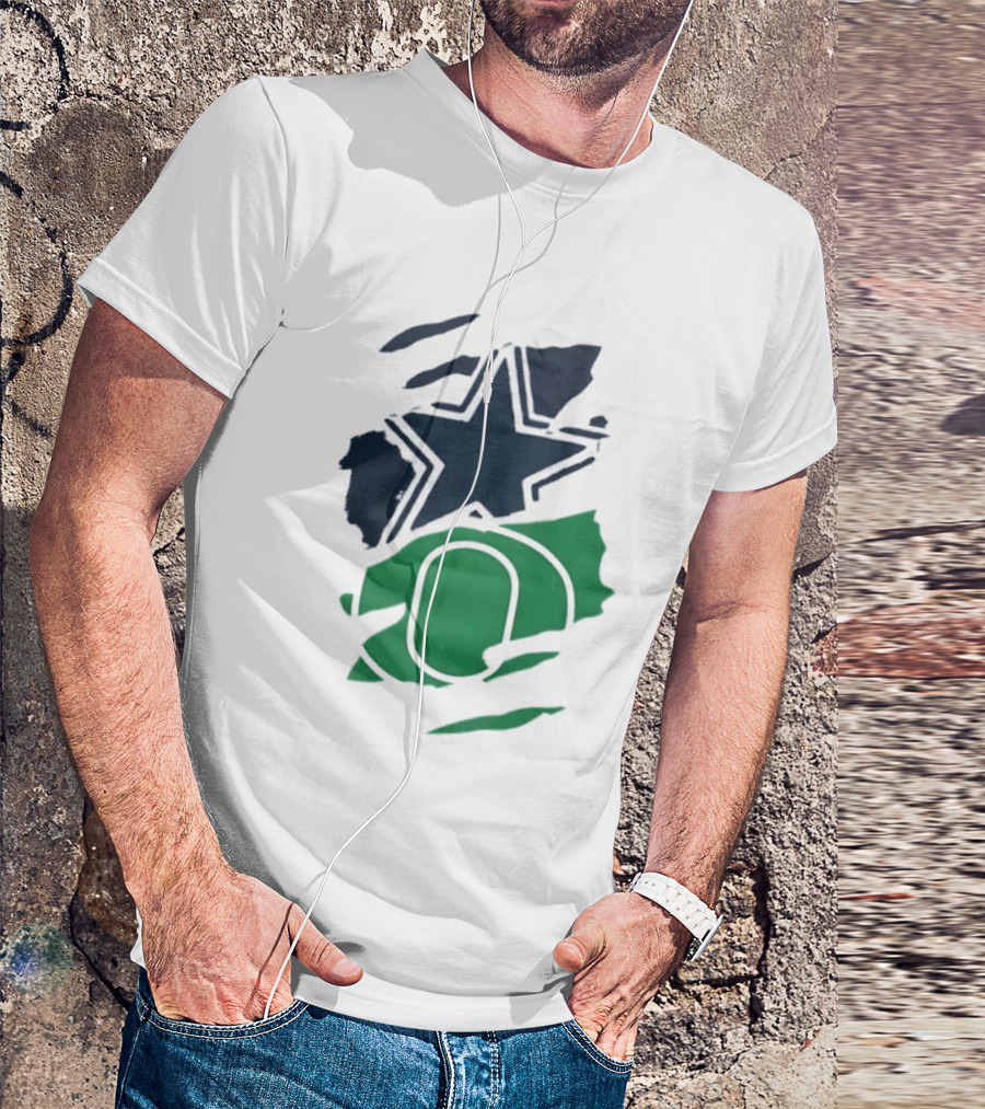 Dallas Cowboys Star And Oregon Ducks O Ripped Team Logos T-Shirt