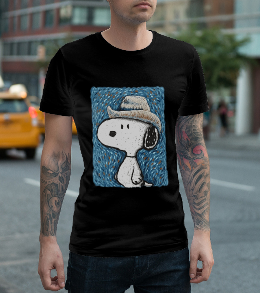Snoopy Peanuts Cowboy Hat Embroidery T-Shirt