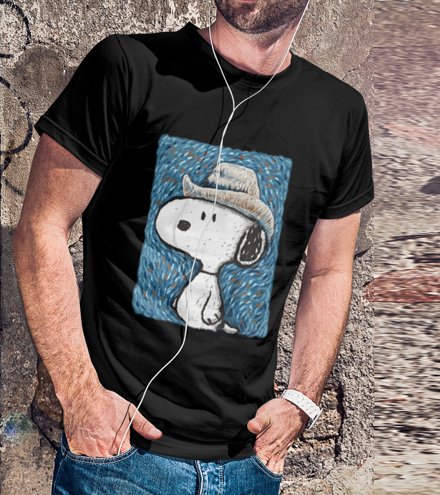 Snoopy Peanuts Cowboy Hat Embroidery T-Shirt