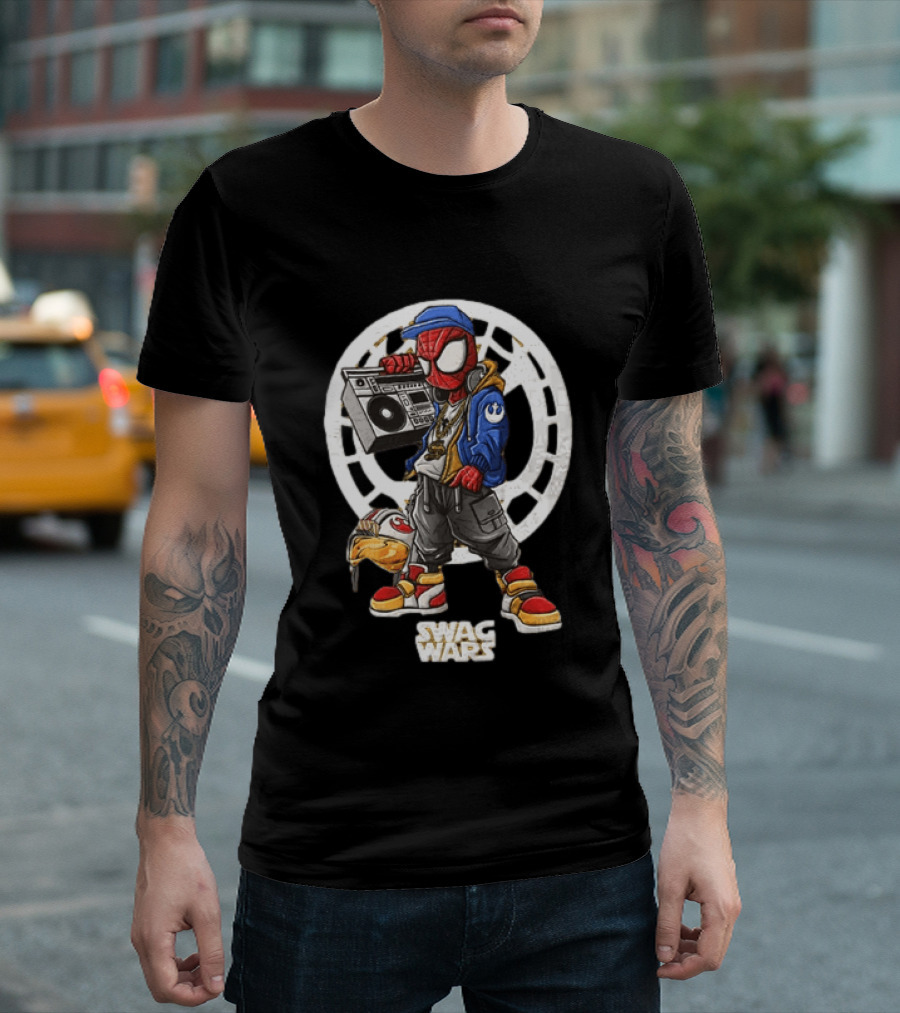 Spider Man Star Wars Swag Wars Youth Boombox Jedi T-Shirt