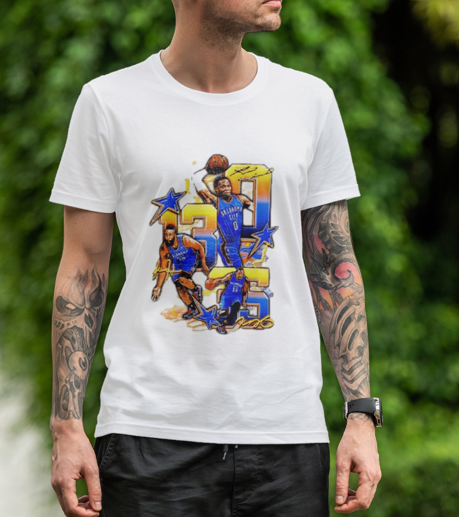James Harden Russell Westbrook Kevin Durant Oklahoma City Thunder NBA Legends T-Shirt