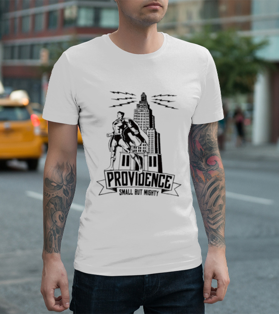 Providence Small But Mighty Superhero City Skyline T-Shirt