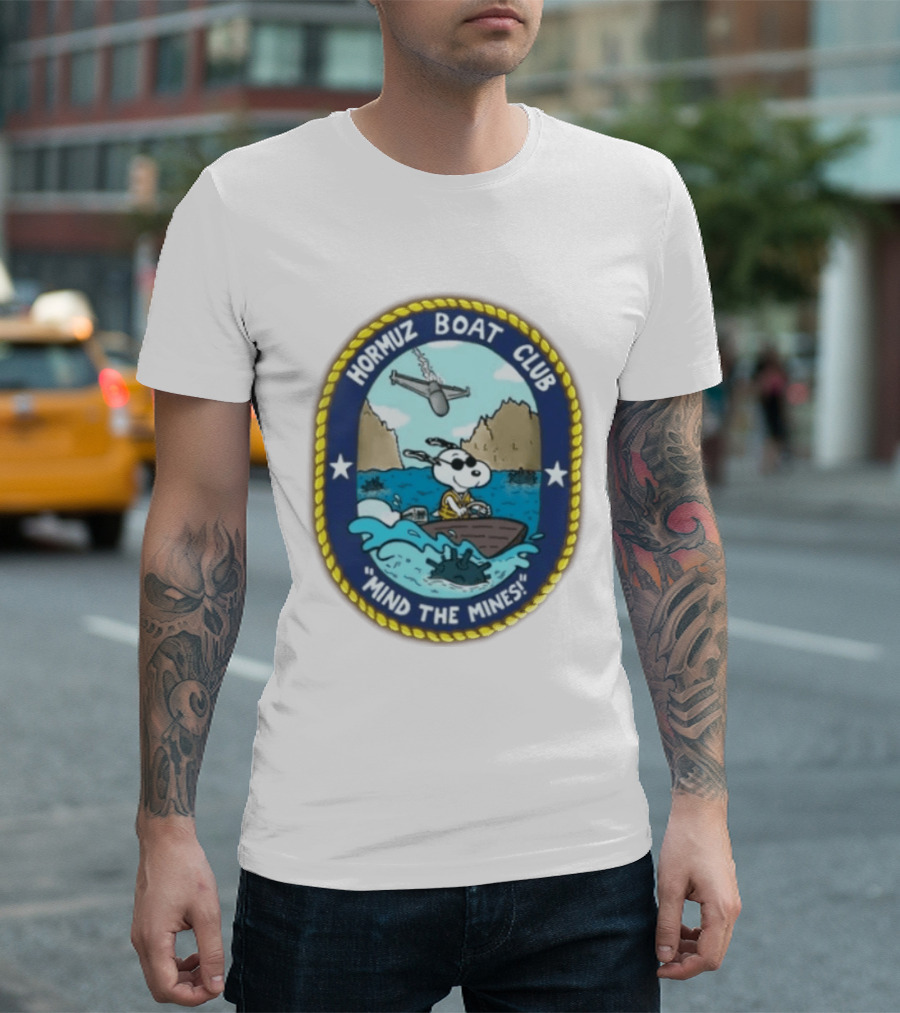 Hormuz Boat Club Snoopy Mind The Mines Marine Adventure Patch T-Shirt