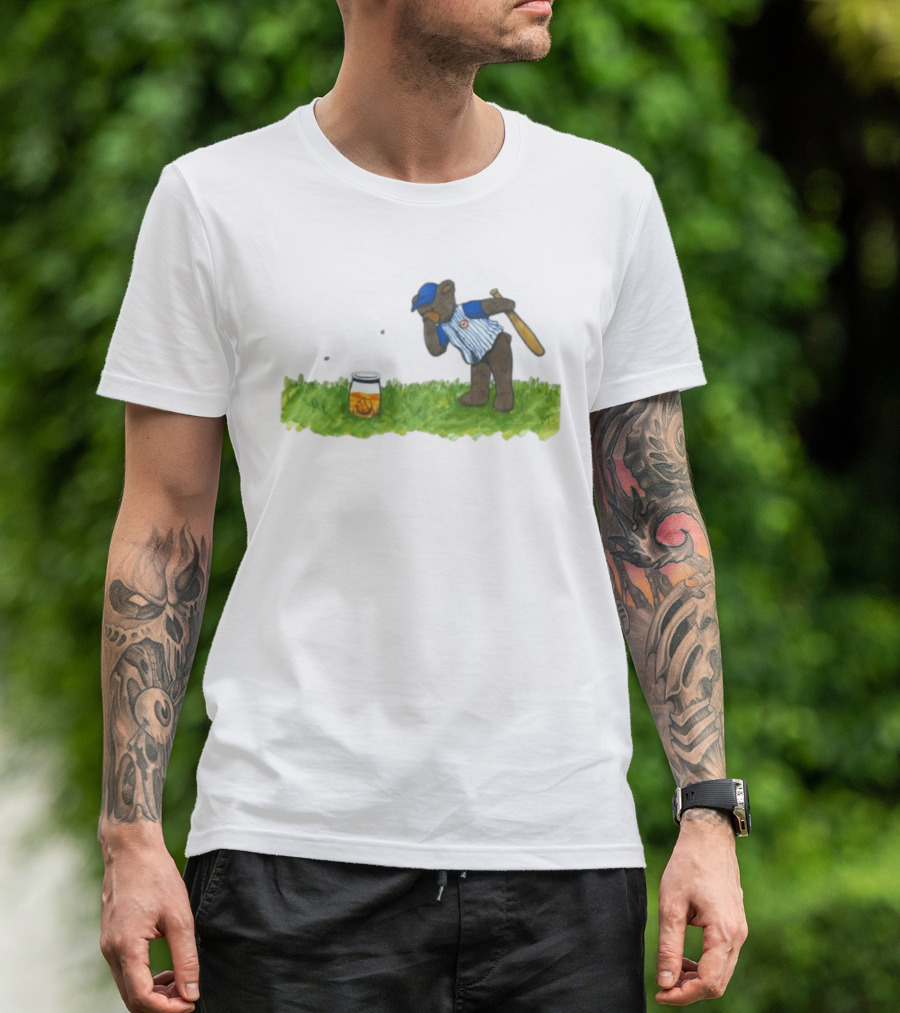 South Bend Cubs Bear With Baseball Bat And Honey Jar On Grass T-Shirt