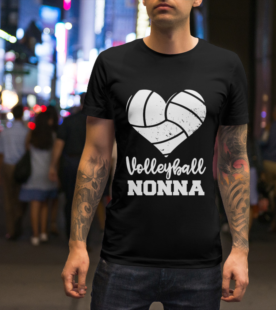 Volleyball Nonna Distressed Heart T-Shirt
