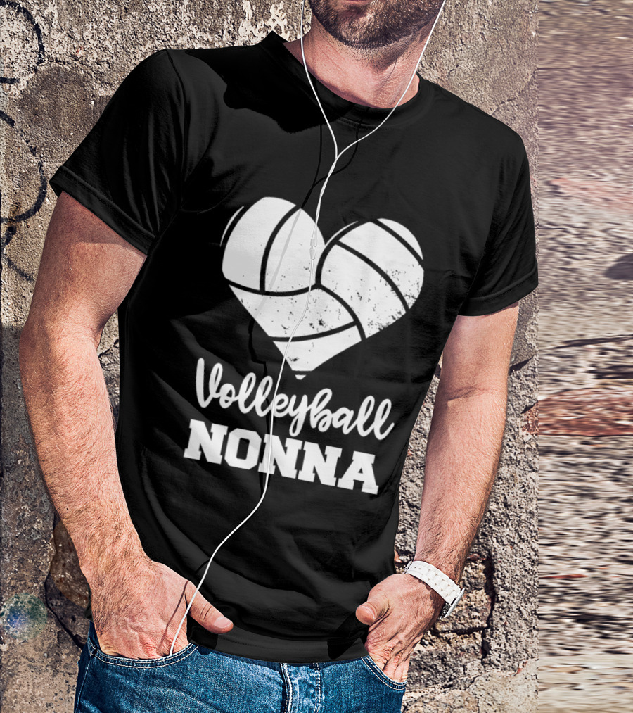 Volleyball Nonna Distressed Heart T-Shirt