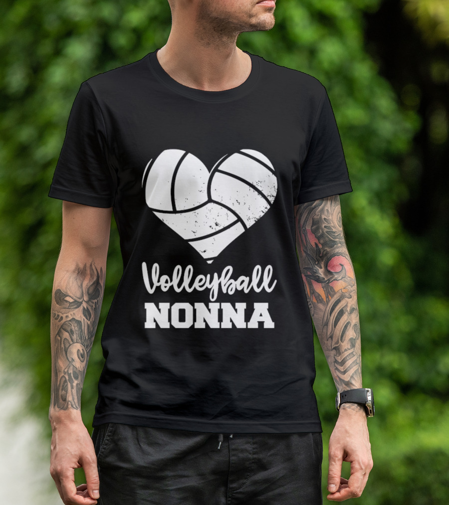 Volleyball Nonna Distressed Heart T-Shirt