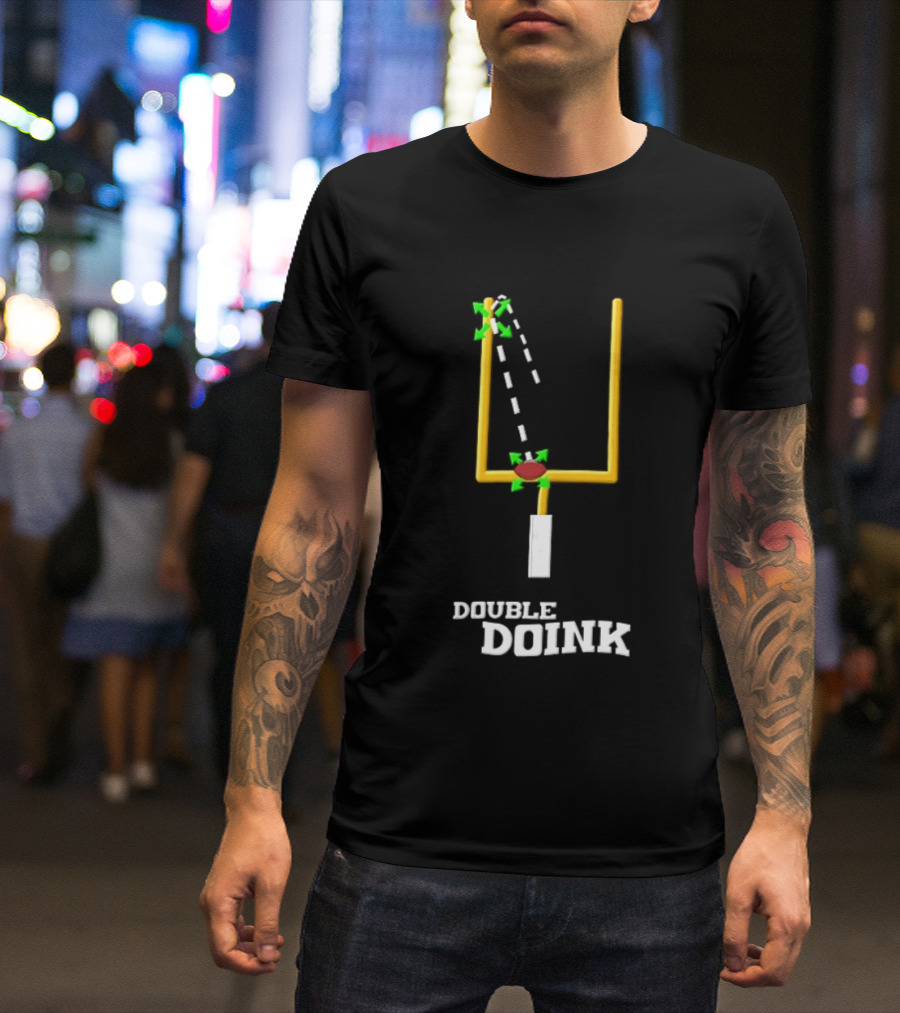 Double Doink Yellow Goalpost Football Collision Trajectory T-Shirt