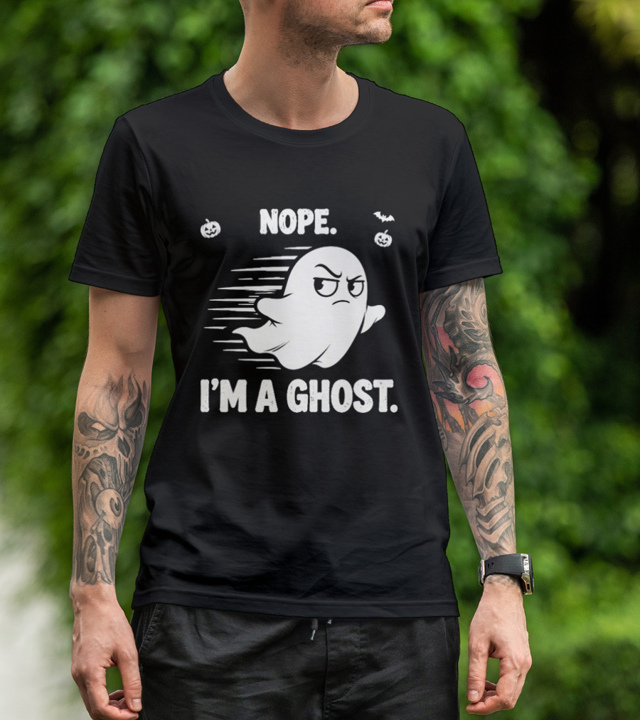 Nope I'm A Ghost Halloween Spooky With Pumpkins And Bats T-Shirt
