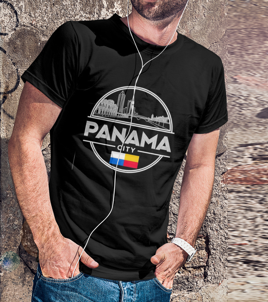 Panama City Skyline With Flag Colors Souvenir Travel Assistant To=python Code T-Shirt
