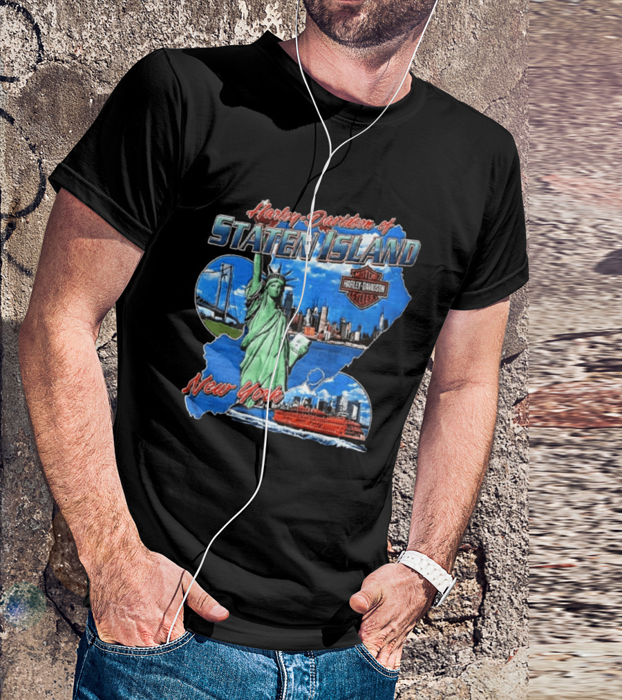 Harley Davidson Of Staten Island Liberty NYC Skyline New York T-Shirt