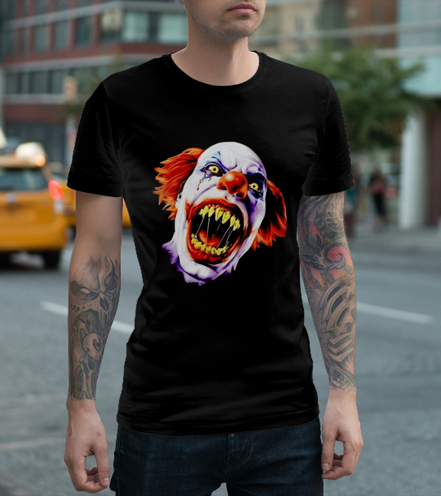 Scary Pennywise The Clown IT Horror Teeth And Fiery Hair T-Shirt