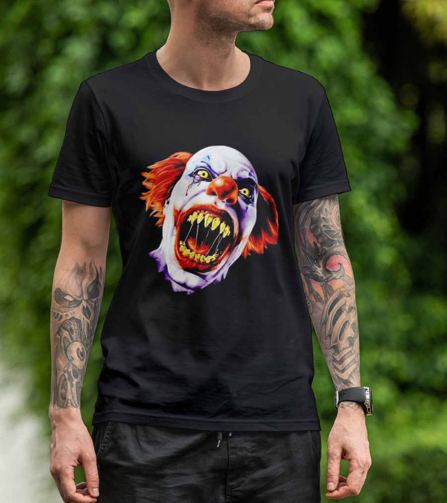 Scary Pennywise The Clown IT Horror Teeth And Fiery Hair T-Shirt