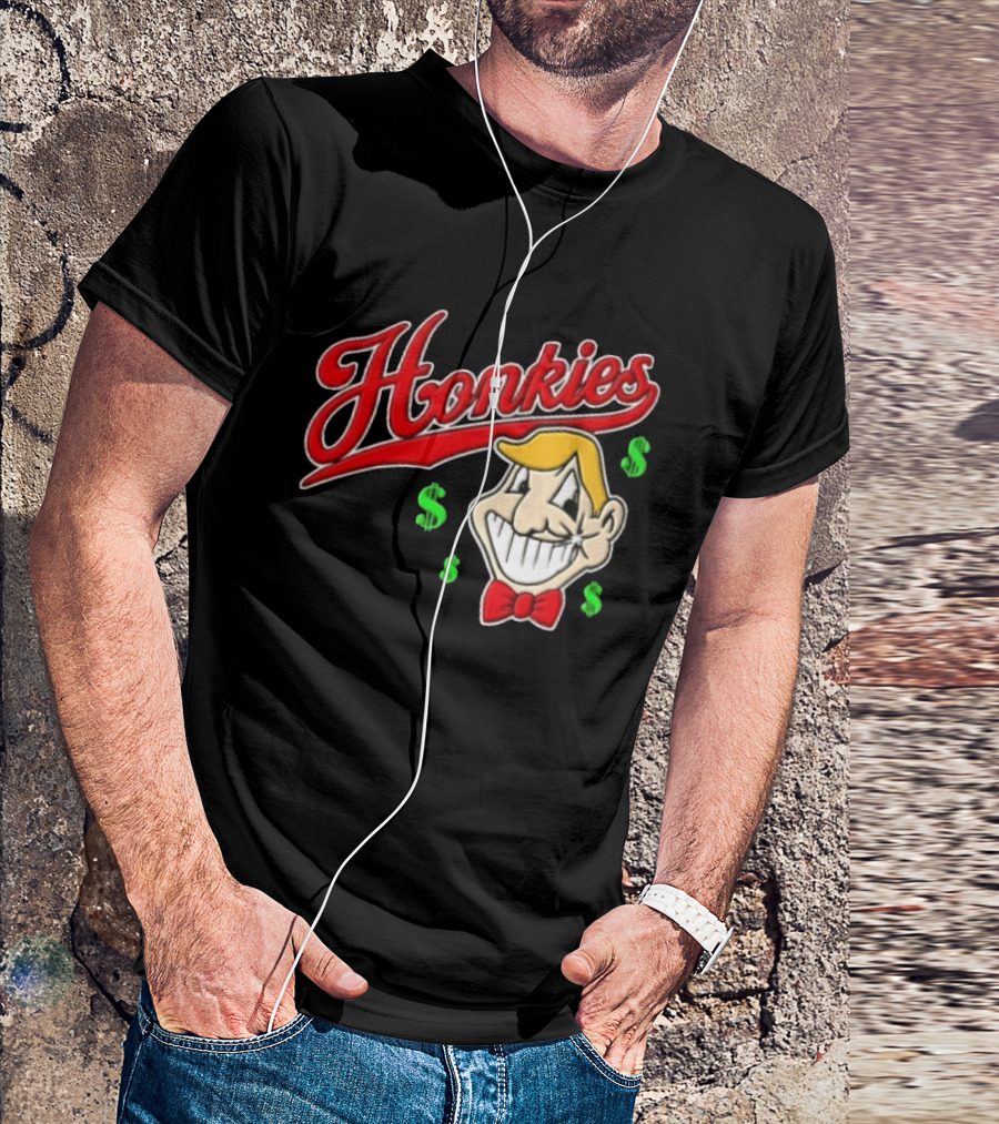 Honkies Red Script Cartoon Blond Man Dollar Signs T-Shirt