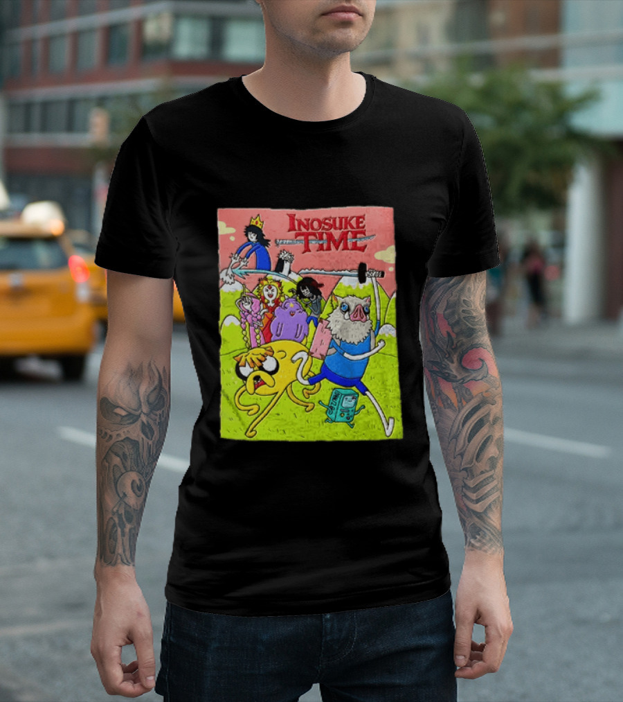 Inosuke Time Adventure With Demon Slayer Crossover Characters T-Shirt
