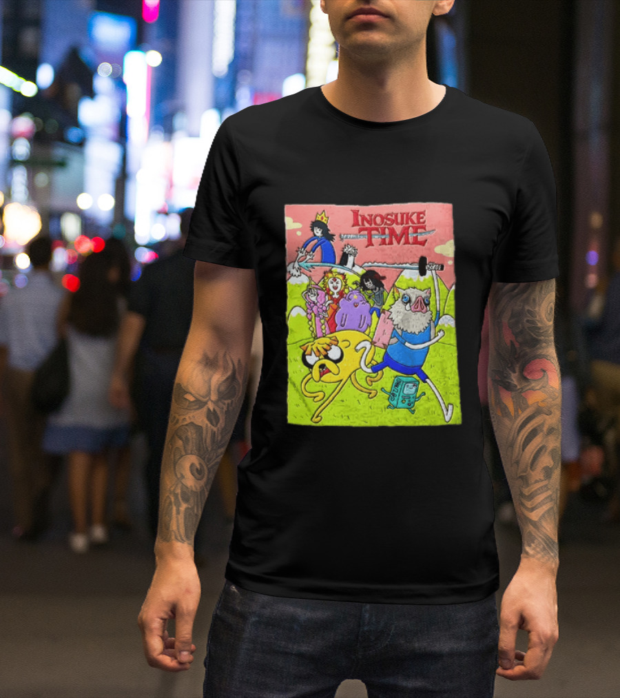 Inosuke Time Adventure With Demon Slayer Crossover Characters T-Shirt