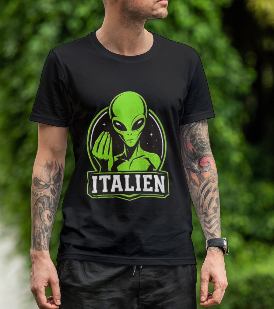 Italien Alien Hand Gesture Space Humor T-Shirt