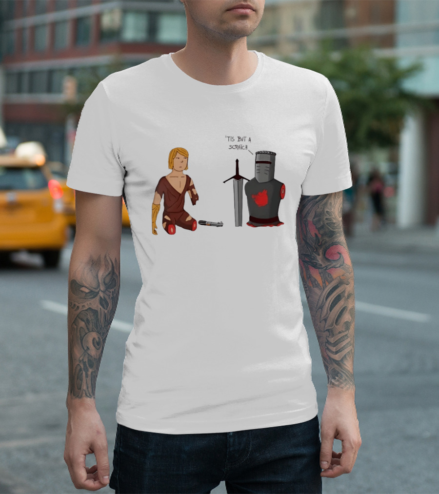 Anakin Skywalker And The Black Knight 'Tis But A Scratch Crossover Humor T-Shirt