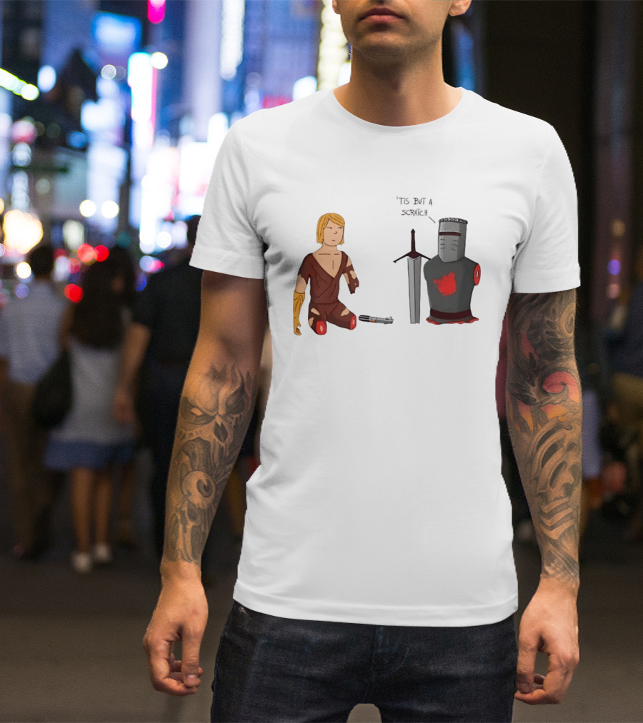 Anakin Skywalker And The Black Knight 'Tis But A Scratch Crossover Humor T-Shirt