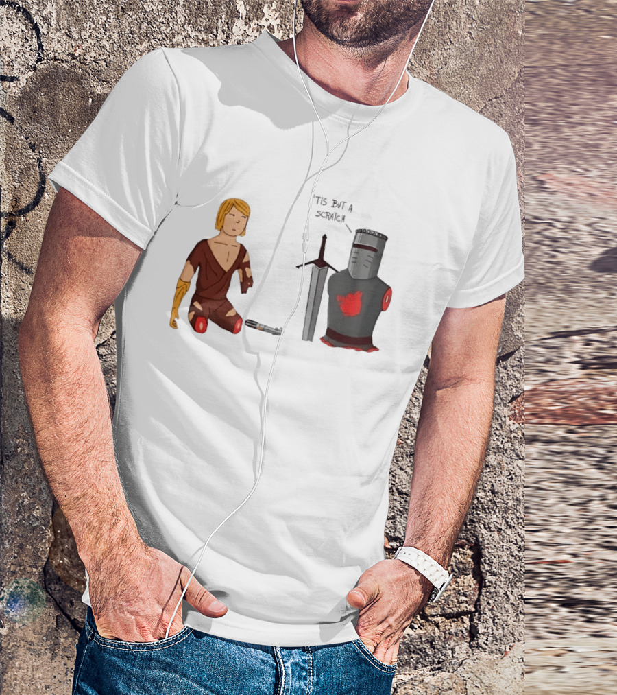 Anakin Skywalker And The Black Knight 'Tis But A Scratch Crossover Humor T-Shirt