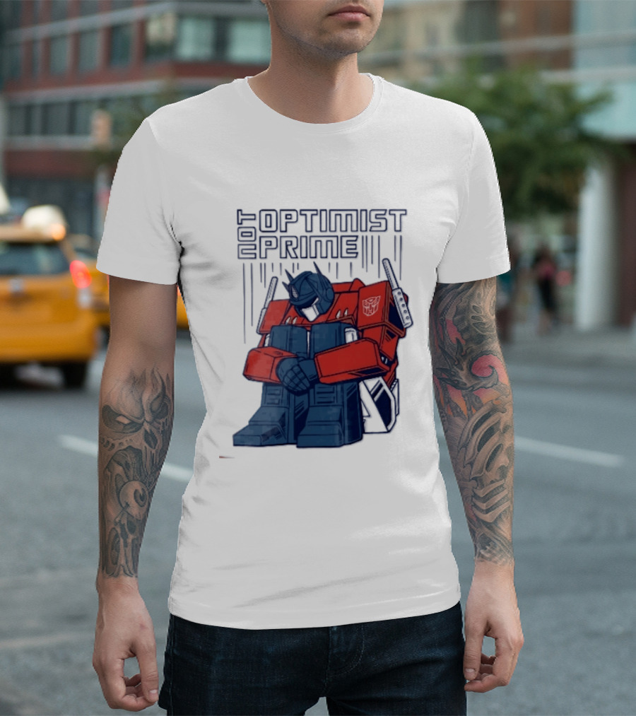Optimist Prime Depressed Sad Robot Autobots Sitting T-Shirt