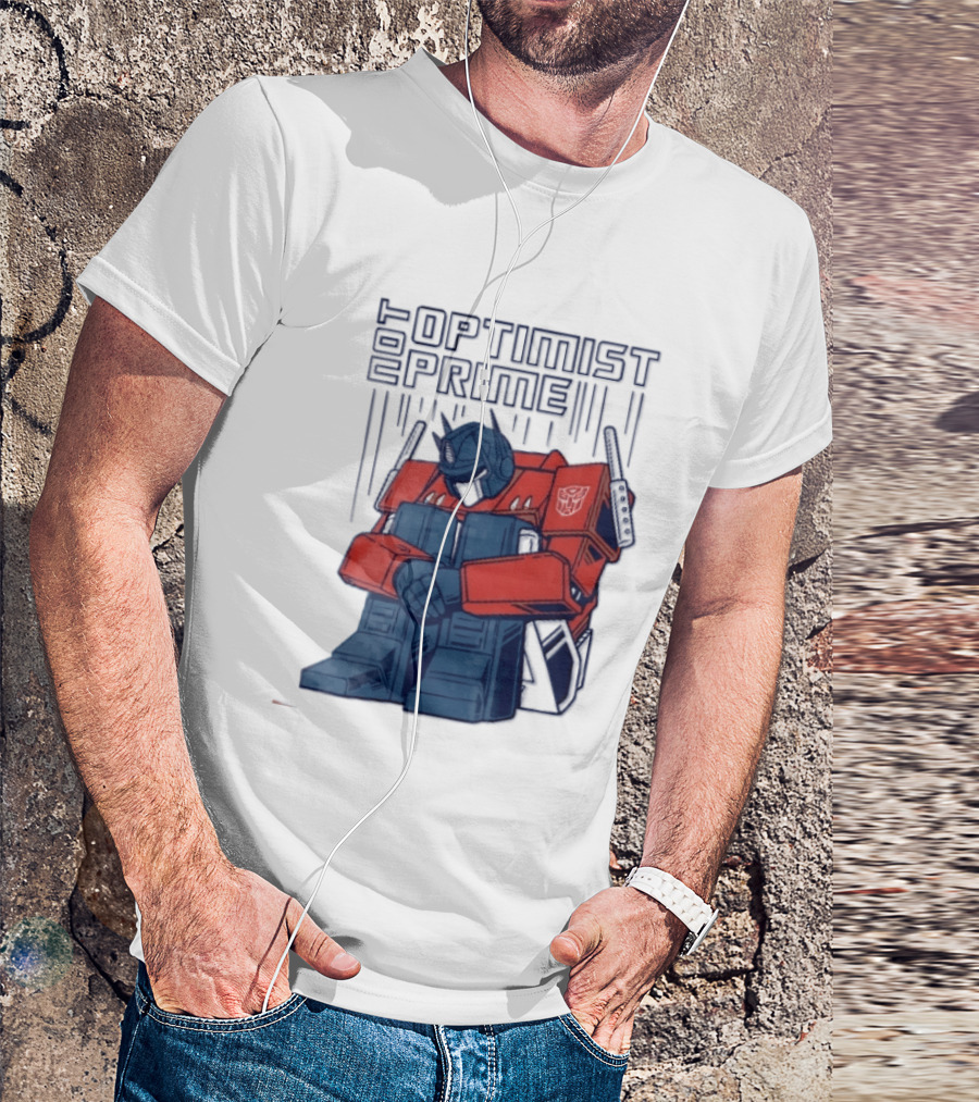 Optimist Prime Depressed Sad Robot Autobots Sitting T-Shirt