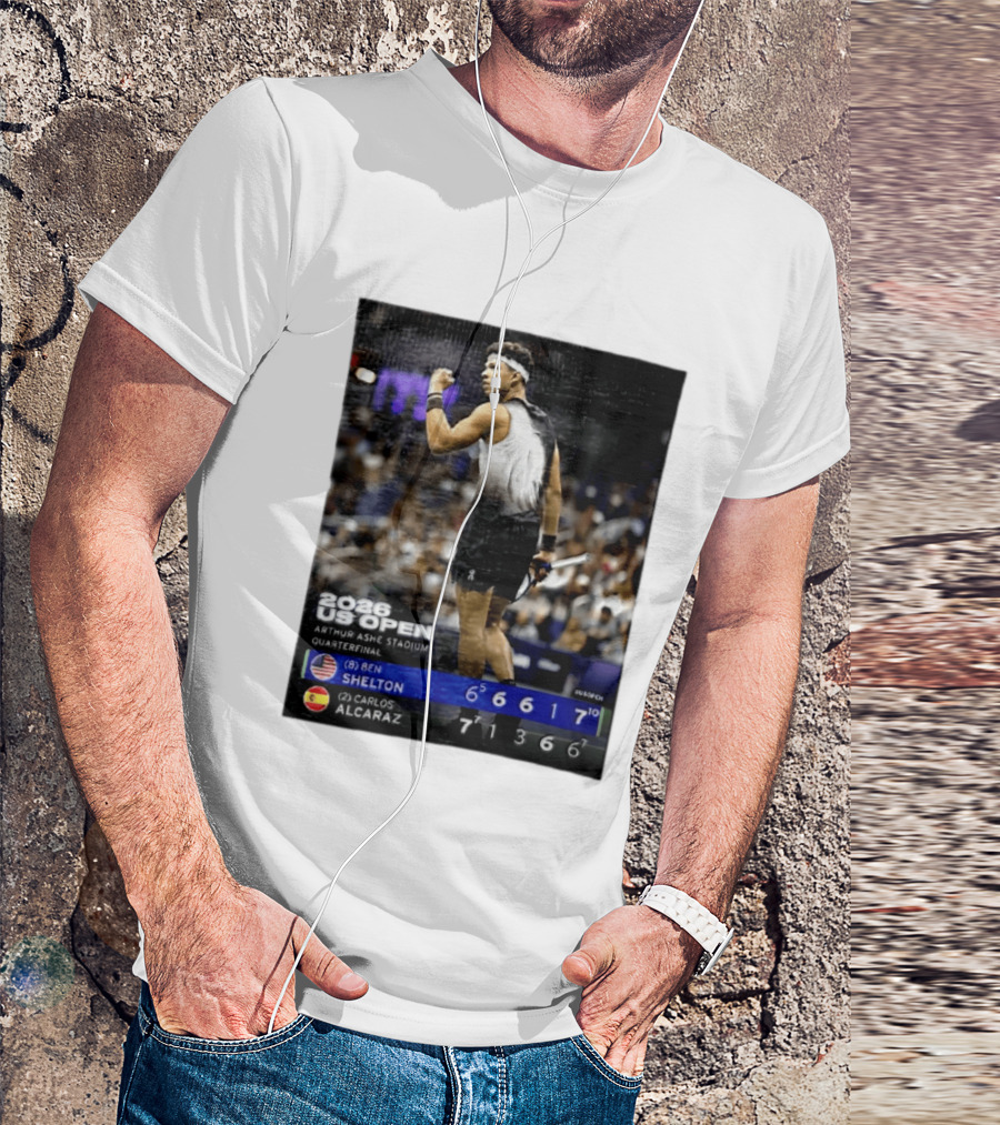 2026 US Open Arthur Ashe Stadium Quarterfinal Ben Shelton Vs Carlos Alcaraz T-Shirt