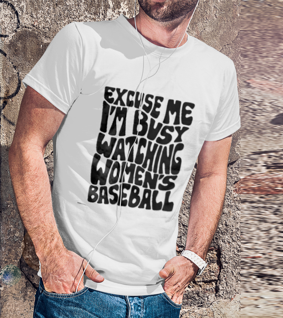 Excuse Me I'm Busy Ing Women's Baseball Doodlebymeg Groovy Wavy T-Shirt
