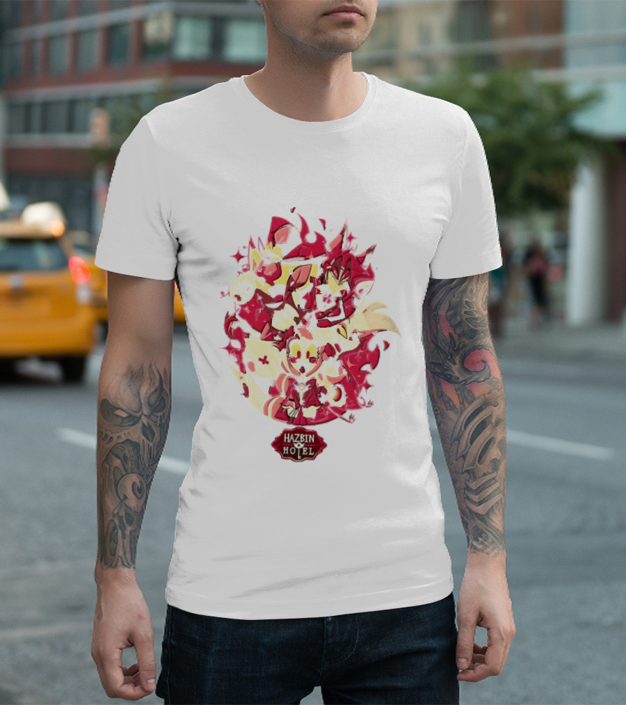 Hazbin Hotel Demon Characters Red Sparkles Group T-Shirt