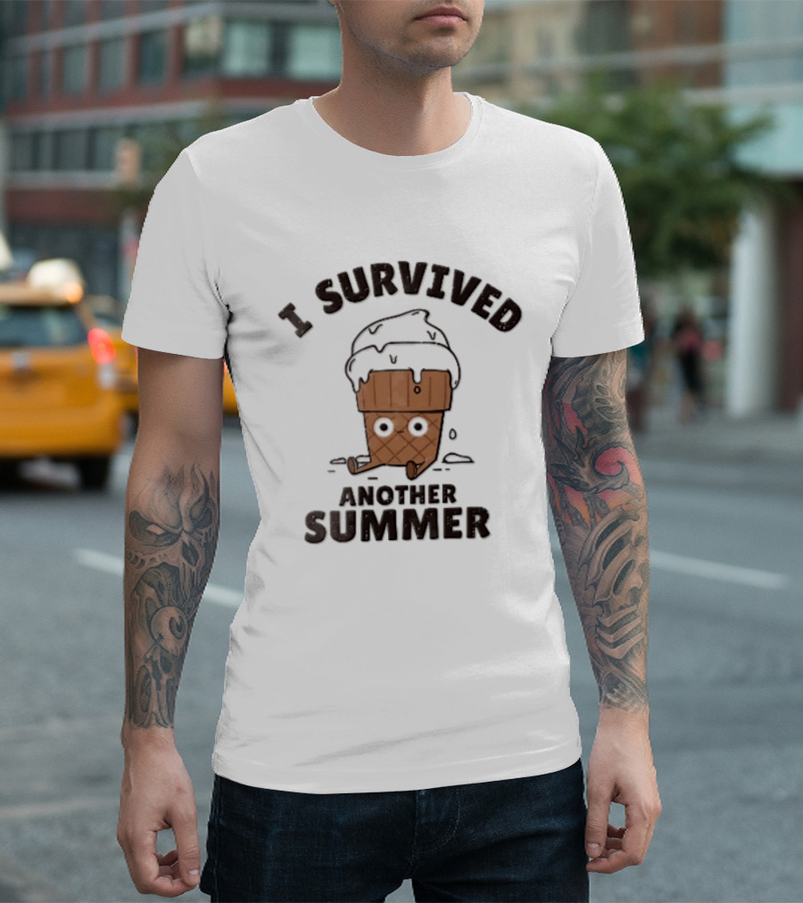 I Survived Another Summer Melting Ice Cream Cone Sitting T-Shirt