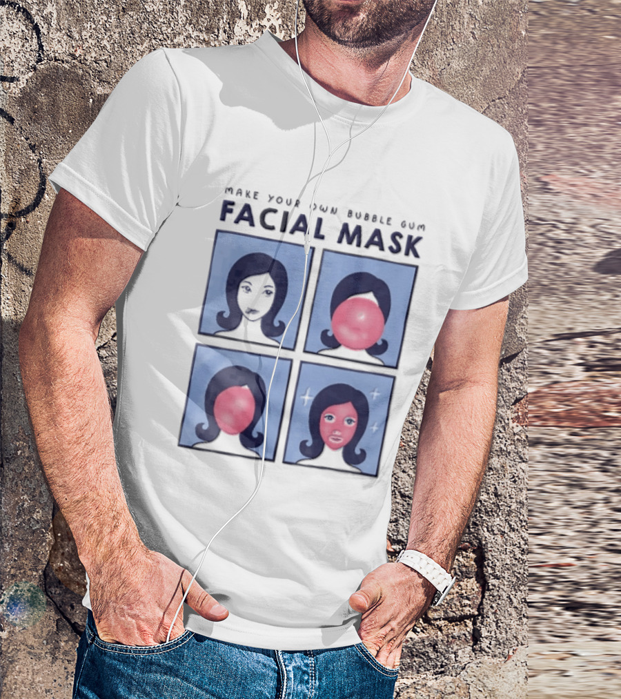 Make Your Own Bubble Gum Facial Mask Comic Woman Four Panel Pink Pop T-Shirt