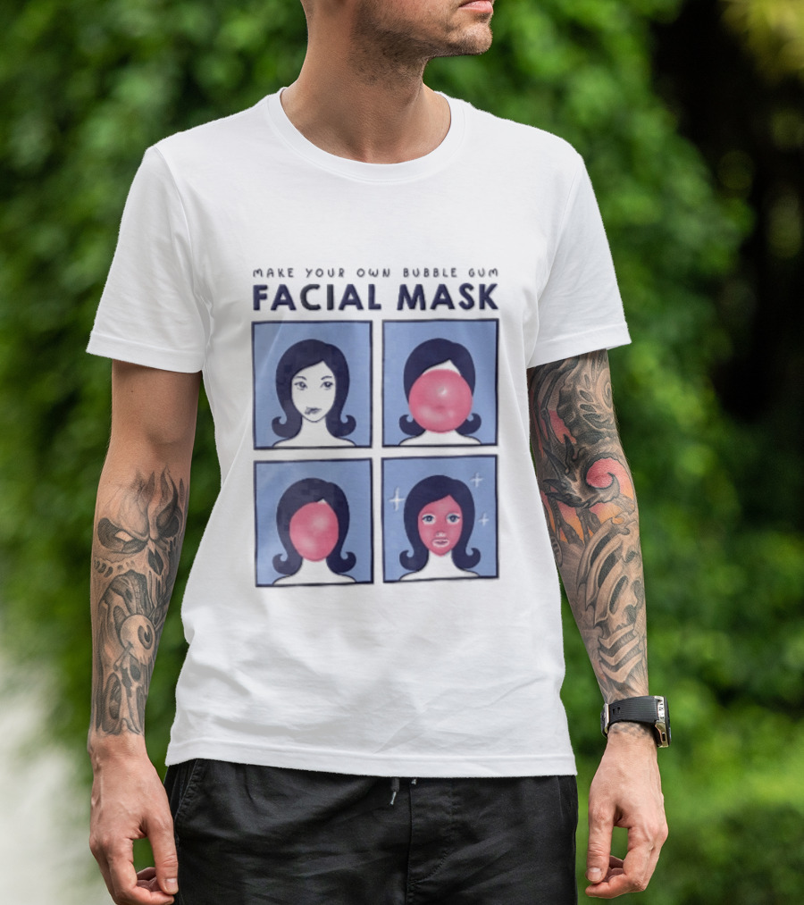 Make Your Own Bubble Gum Facial Mask Comic Woman Four Panel Pink Pop T-Shirt