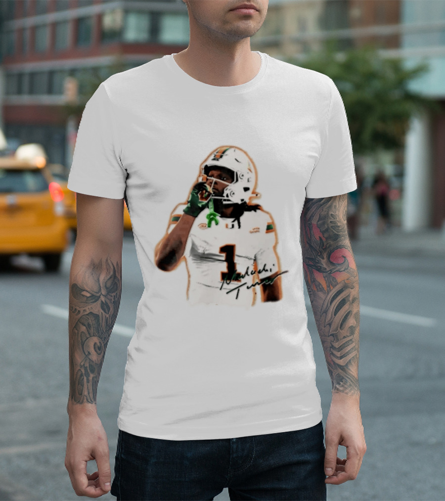 Miami Hurricanes Malachi Toney Player Photo Orange Glow NCAA Acc T-Shirt