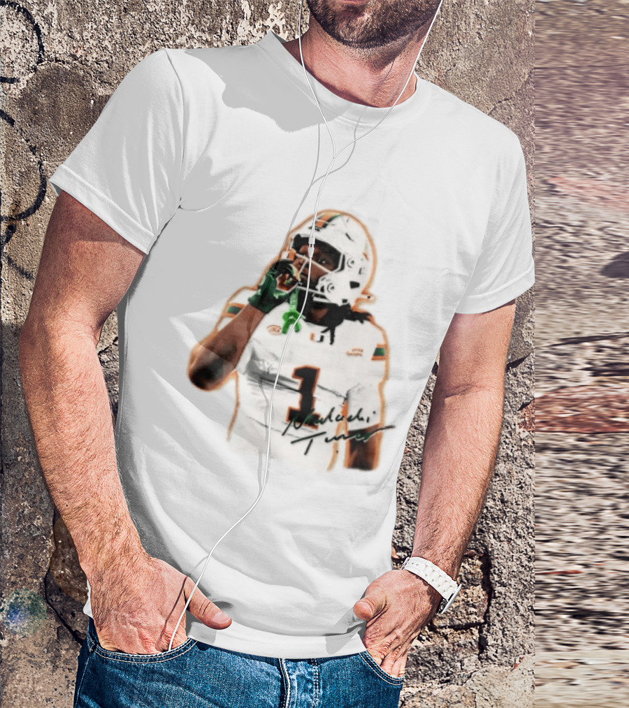 Miami Hurricanes Malachi Toney Player Photo Orange Glow NCAA Acc T-Shirt