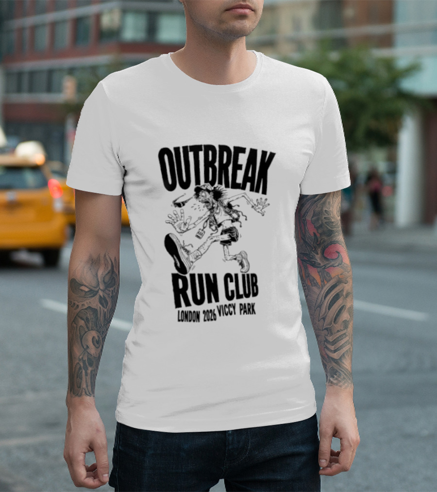 Outbreak Fest Run Club London 2026 Viccy Park Running Zombie T-Shirt