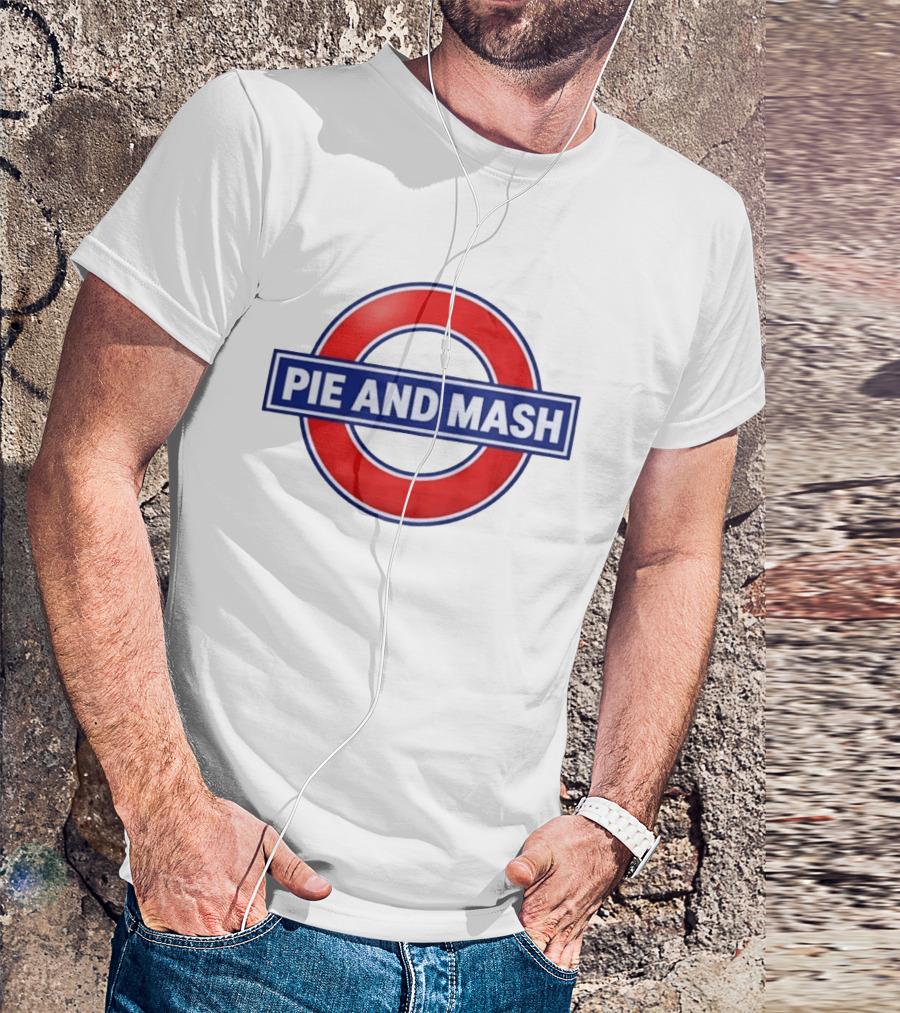 Pie And Mash London Underground Sign Circular Red Blue T-Shirt