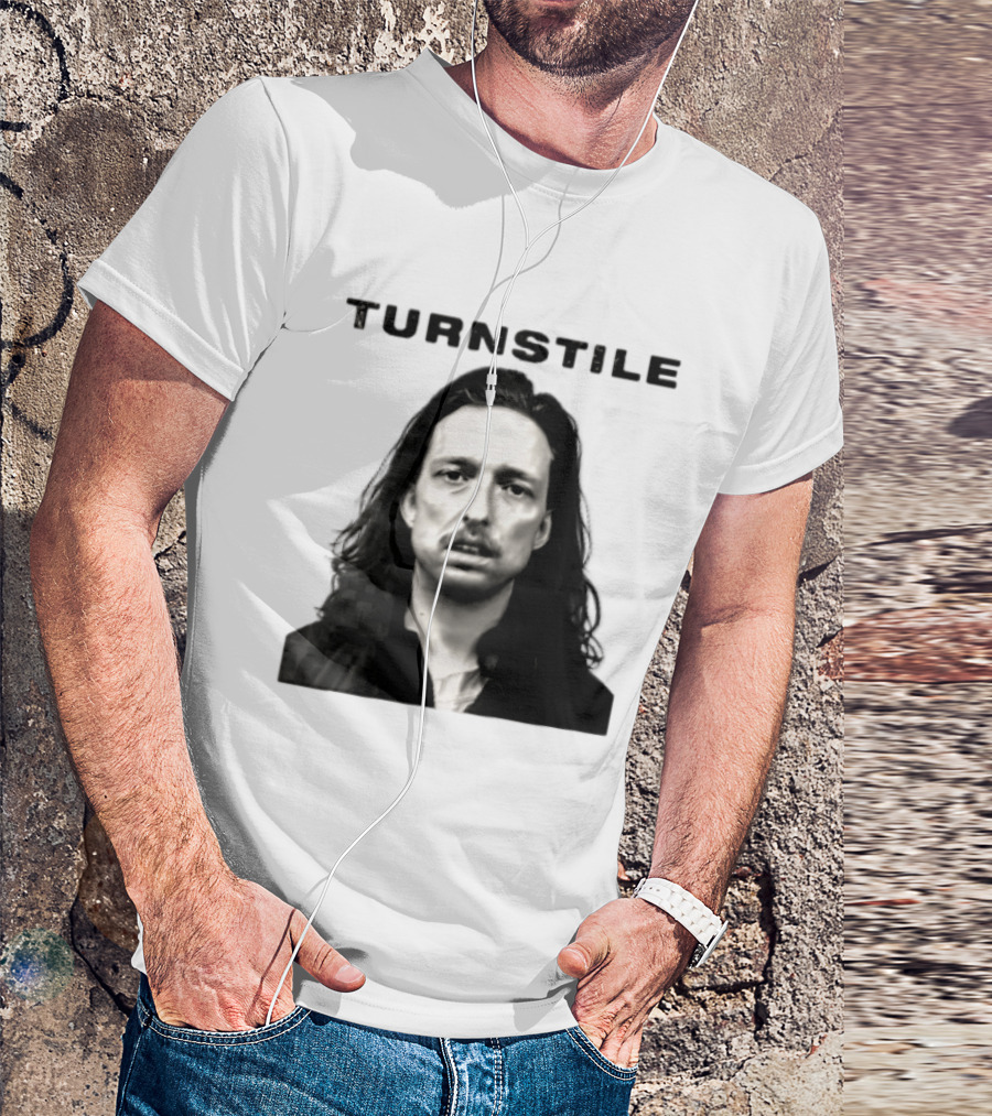 Turnstile Distressed Font Black And White T-Shirt