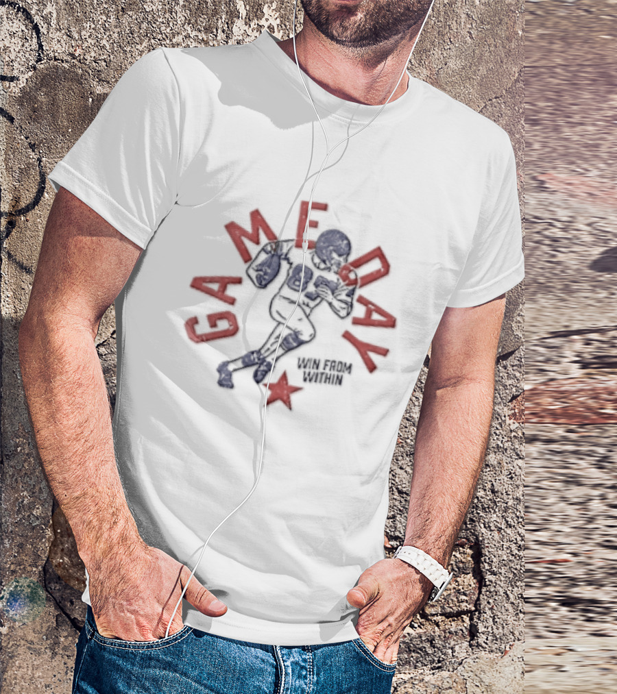 Win From Within Distressed Football Player Red Star T-Shirt