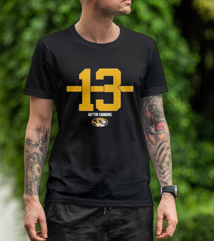 Austin Simmons 13 Missouri Tigers Number T-Shirt