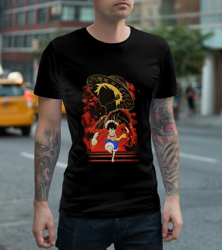 Monkey D Luffy Adventure Icon One Piece Anime Running Figure T-Shirt