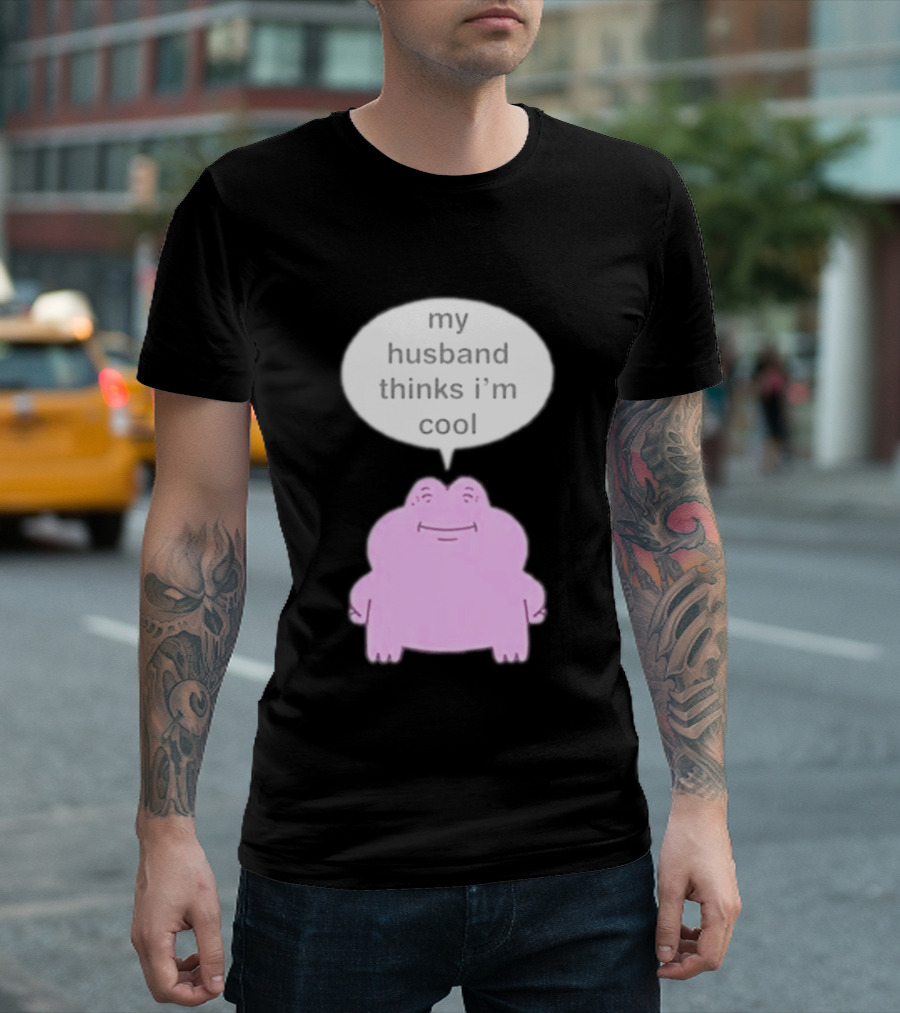 My Husband Thinks I'm Cool Pink Frog T-Shirt