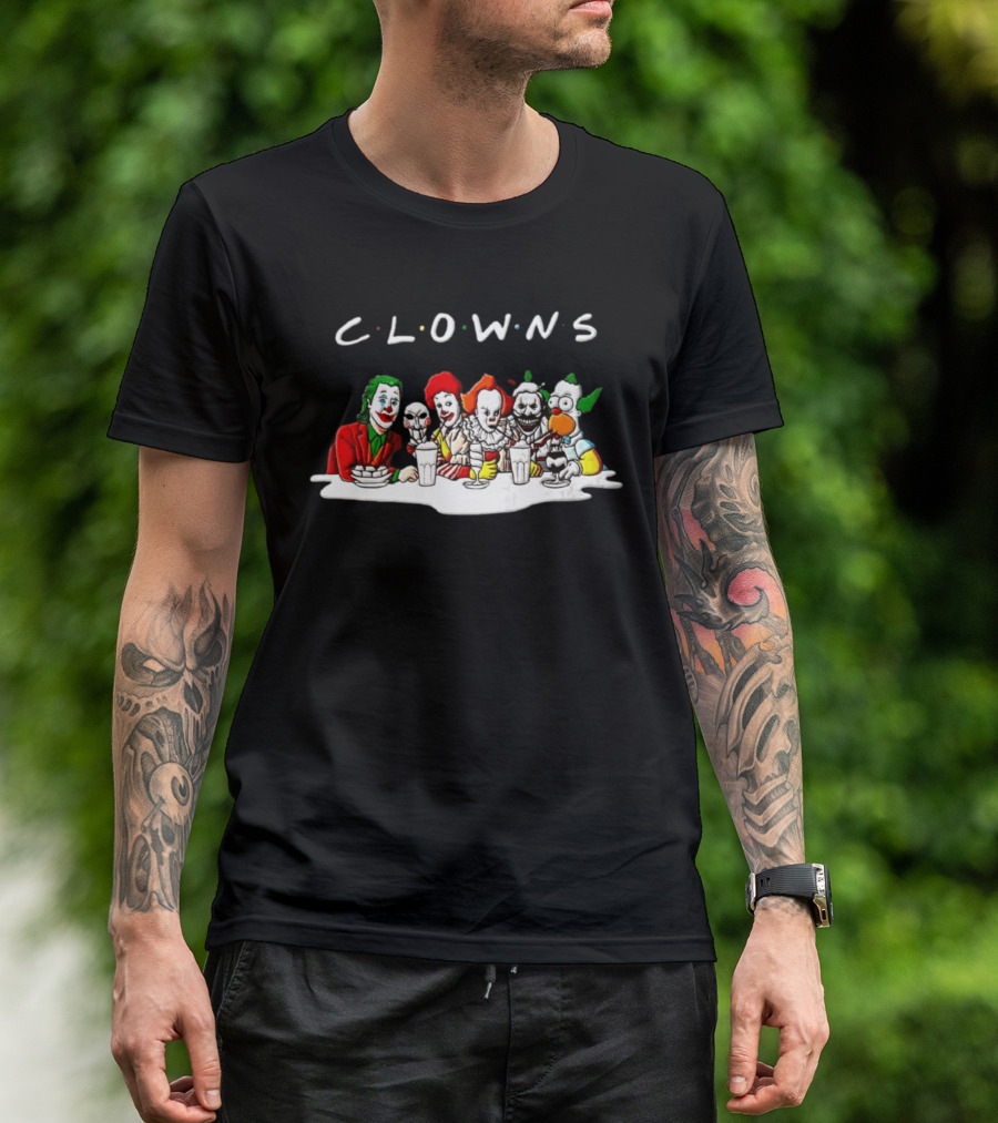 Clowns Joker Billy Ronald McDonald Pennywise Parody Milkshake Scene T-Shirt