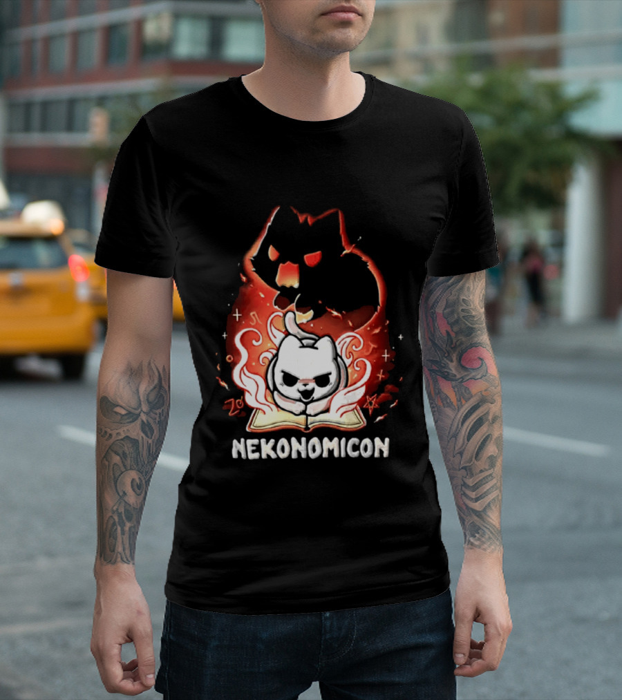 Nekonomicon Cat Summoning Dark Spirit Horror Occult Magic Spell Book T-Shirt