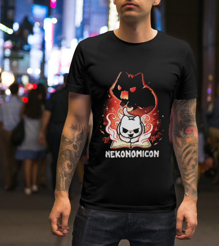 Nekonomicon Cat Summoning Dark Spirit Horror Occult Magic Spell Book T-Shirt