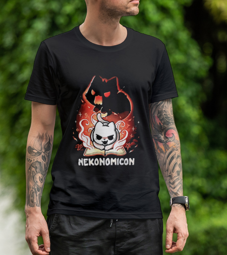 Nekonomicon Cat Summoning Dark Spirit Horror Occult Magic Spell Book T-Shirt