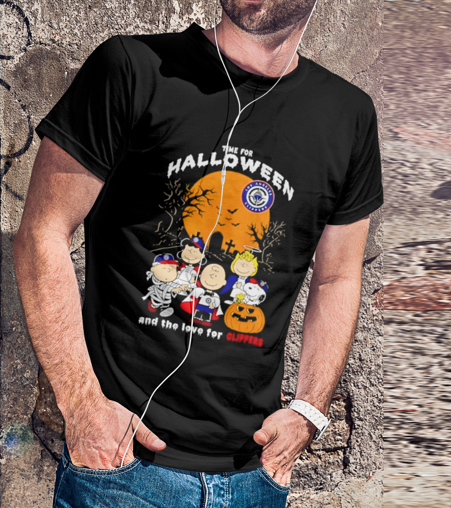 Peanuts Gang Time For Halloween Los Angeles Clippers Pumpkin Fun T-Shirt