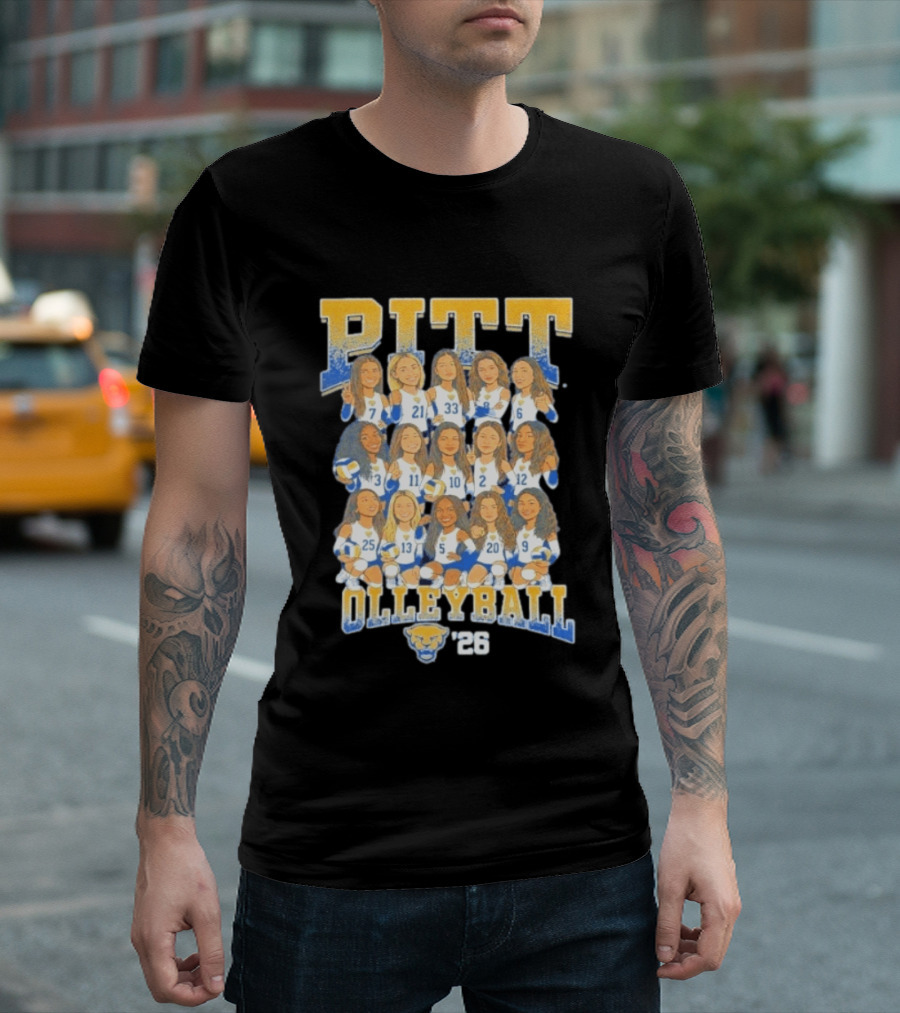 Pitt Volleyball 2026 Team Caricature Panthers T-Shirt
